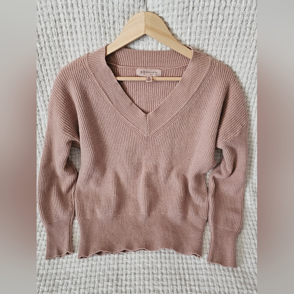 Women's Pink Philosophy V-Neck Sweater